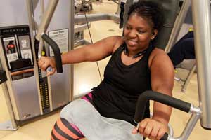 Sharon Gilmore working out at a local gym