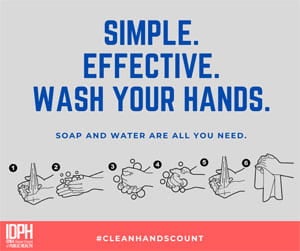Steps for washing your hands during flu season.