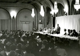 Dr. David Palmer giving a banquet speech.