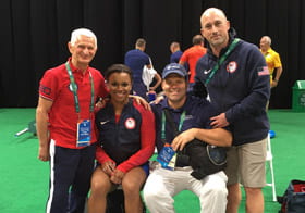 Perry Williams, D.C., Palmer alum backstage at the Olympics