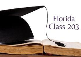 Florida Class 203 with a graduation cap.