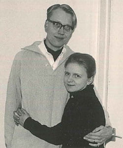 Black and white photo of a young couple.