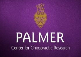 Palmer Center for Chiropractic Research and Palmer crest on a purple background