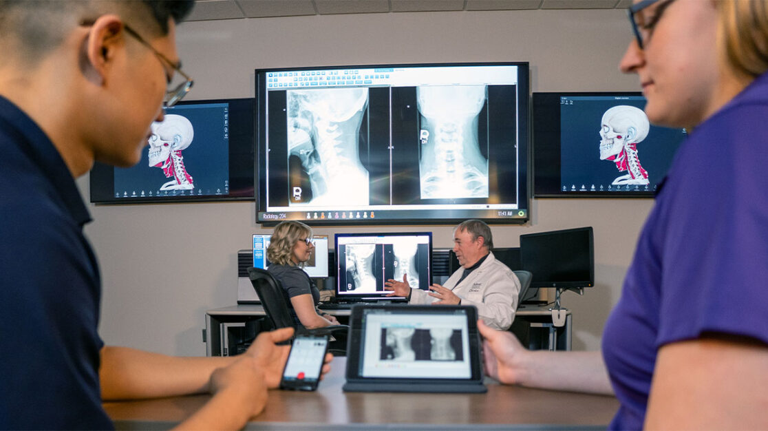 Students learning in Palmer's radiology room