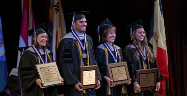 Students graduating from college