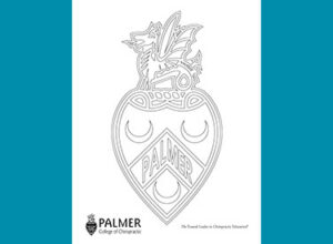 Printable coloring page of the Palmer College crest