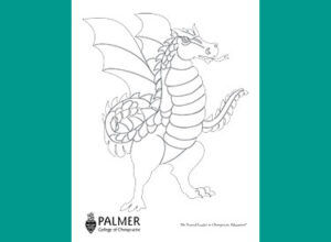 Printable coloring page with a wyvern