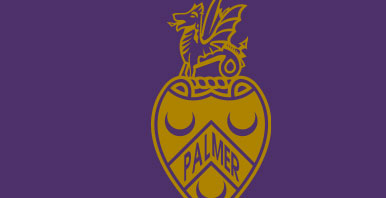 Gold Palmer crest on purple background