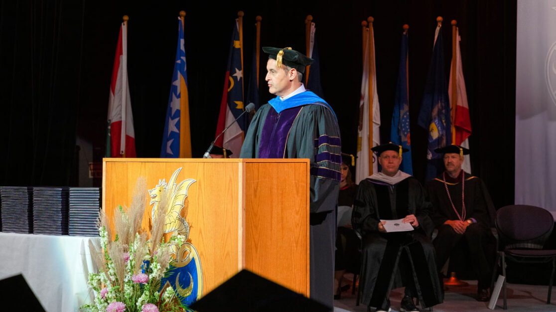 Dr. Marchiori giving graduation speech.