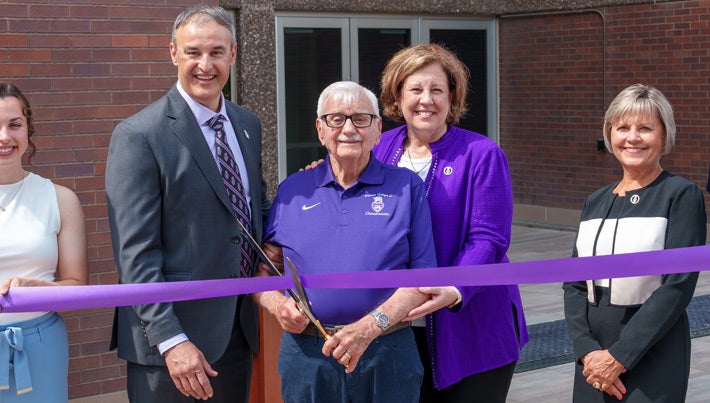 Dr. Kiernan, Dr. Marchiori and Barbara Melbourne at the building dedication.