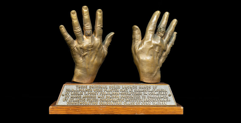 Bronze hand casts of Dr. B.J. Palmer