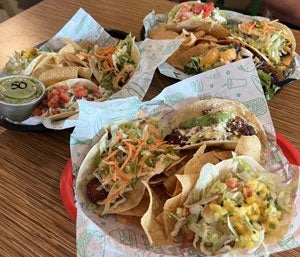 baskets of tacos