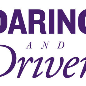 Daring and Driven purple text logo.