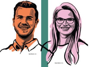 Digital sketch of Drs. Zach Wurth and Brynn Wurth.