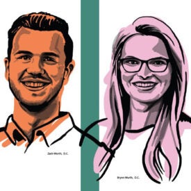 Digital sketch of Drs. Zach Wurth and Brynn Wurth.