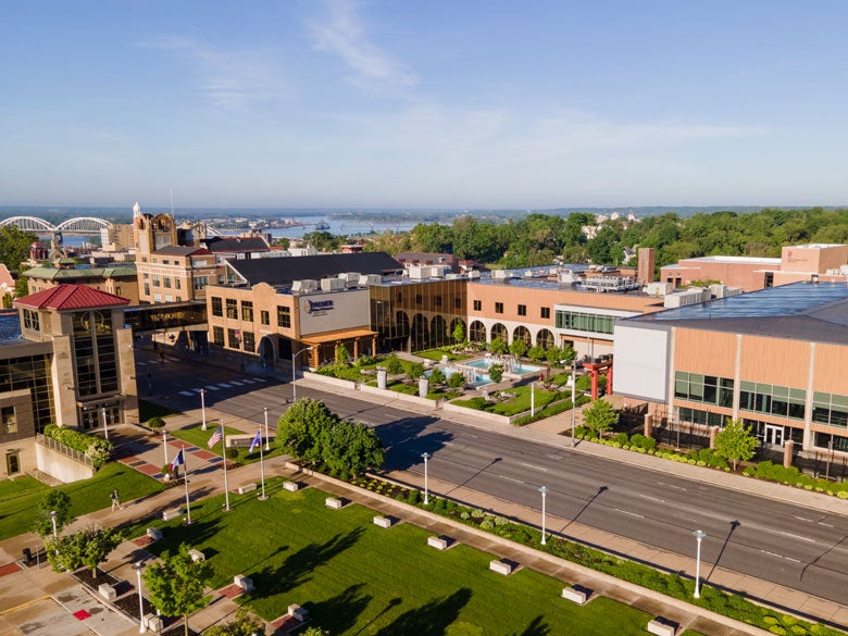 Aerial view of Palmer College Main Campus.