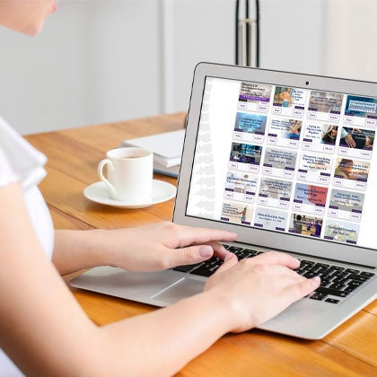 Computer user on Learning Express.