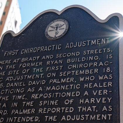 First Chiropractic Adjustment plaque.