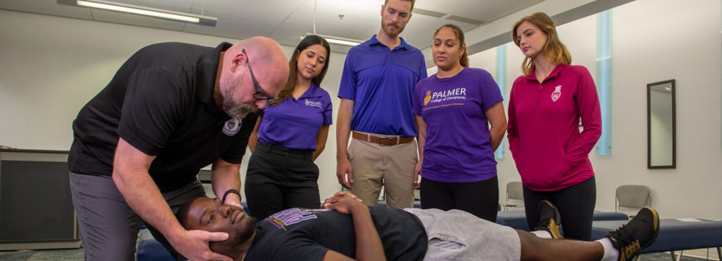 At Palmer College, students start hands-on learning early in the curriculum.