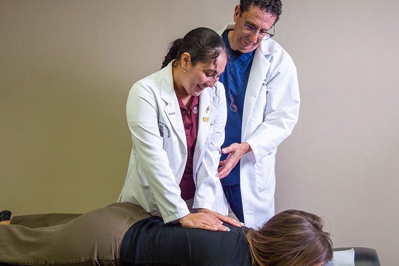 Dr. Randazzo and student evaluating client.