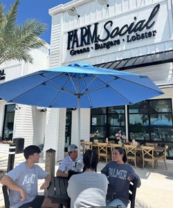 Students enjoy time together at Farm Social. 