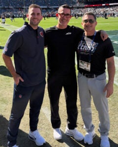 Dr. Yoss, NFL chiropractor, on the field on gameday. 